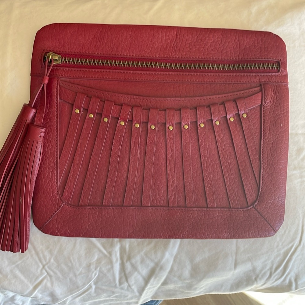 Cute red leather clutch
